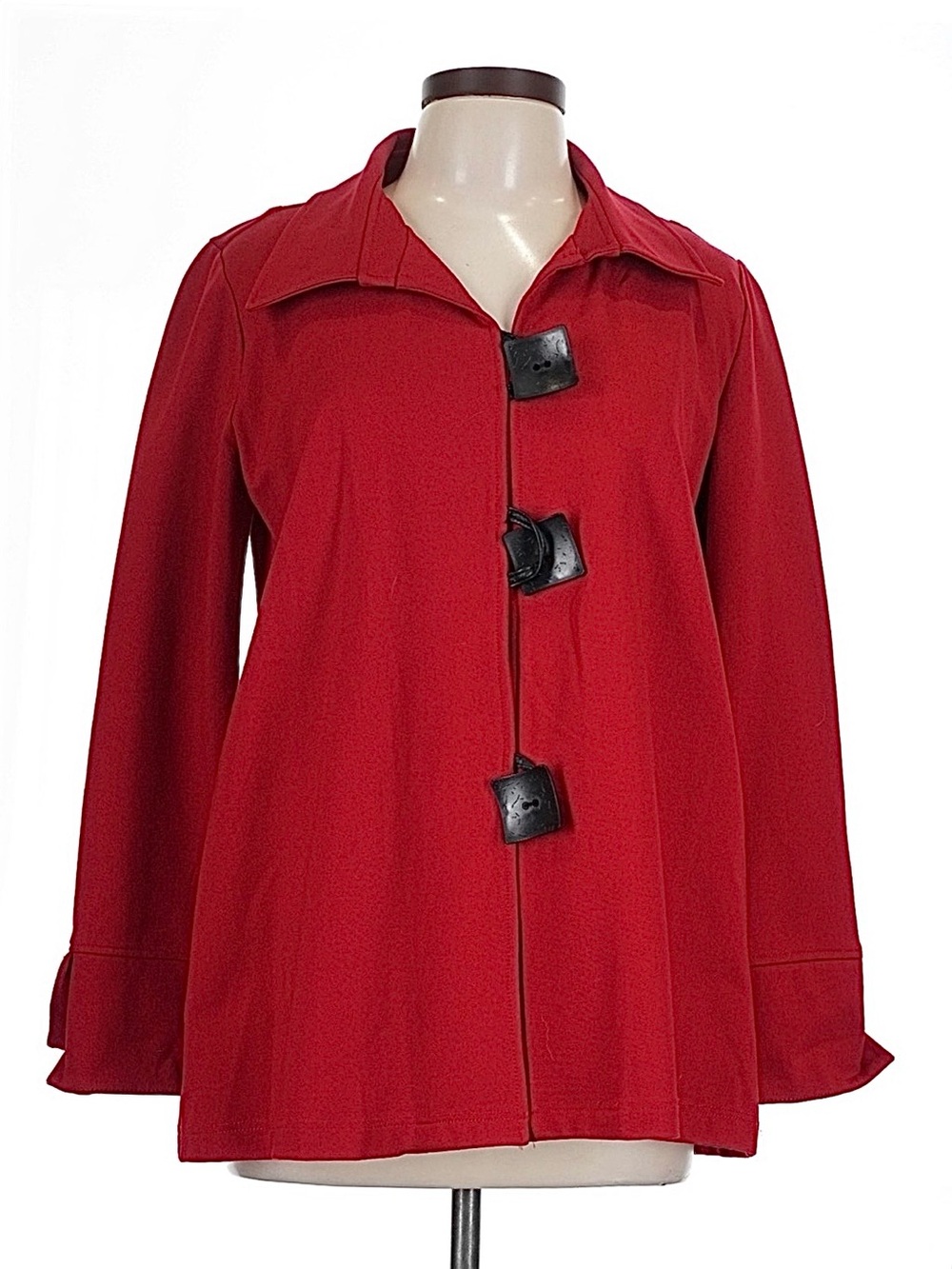 LUII ~ Red Long Sleeve Pea Coat w/Pockets and Square Toggle Buttons
